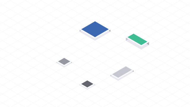 Minimalist isometric server grid diagram on white background