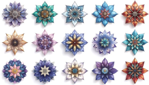 Floral Mandalas Set Collection of Decorative Ornaments