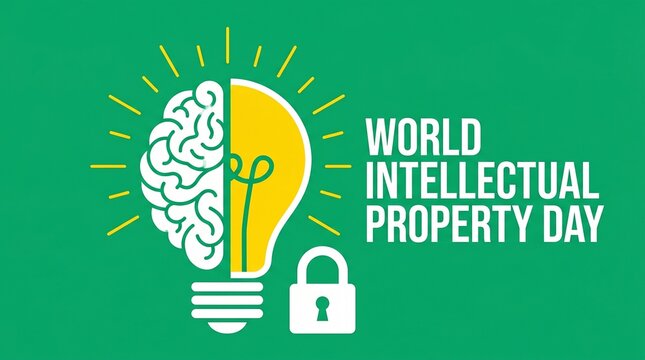 World intellectual property day logo with brain and light bulb