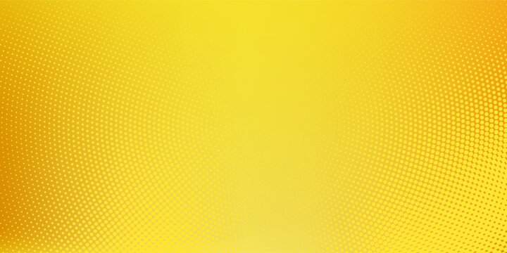Yellow halftone pattern. Retro comic gradient background. Bright orange pixelated dotted texture overlay. Cartoon pop art faded gradient pattern. Vector backdrop for poster, banner, advertisement