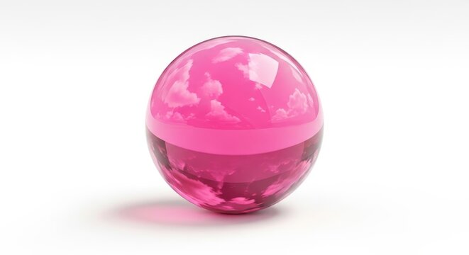 Pink glass ball with reflection