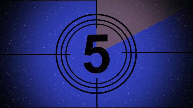 10 seconds countdown timer animation, old style, retro projector style from ten to zero in 4K. Old Film Countdown from 10 to 0 number. 4K animation Video