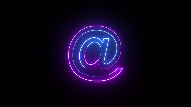 neon email icon concept on black background
