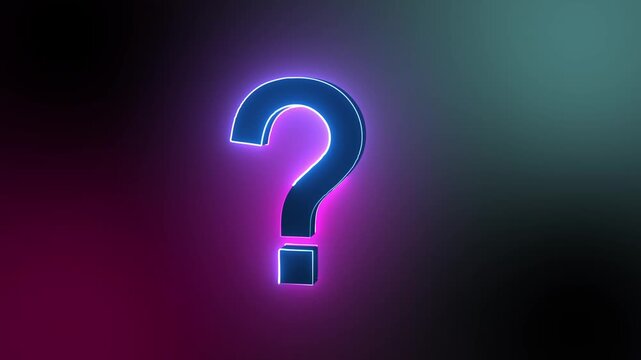 neon Question mark animation. Question mark text 3D motion graphics animation