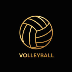 Fototapeta premium Elegant Gold Volleyball Icon With Bold Typography On Black Background