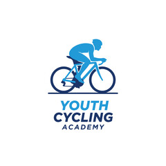 Fototapeta premium Dynamic Youth Cycling Academy Silhouette Logo Design