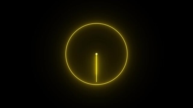 neon yellow color watch icon animation on black background