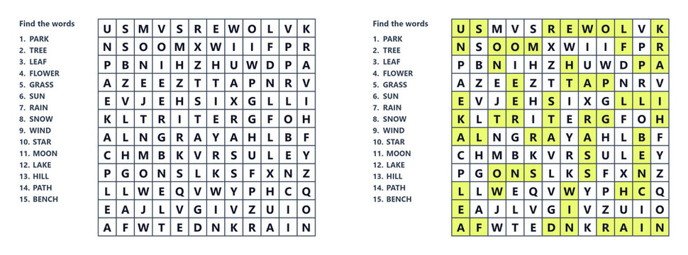 A word search puzzle for children