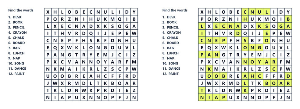 A word search puzzle for children