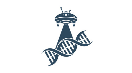 UFO Abducting DNA Strand Vector Illustration © Tukang