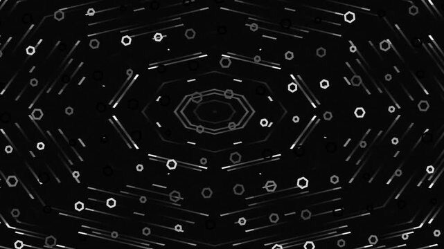 Abstract geometric network with flowing hexagonal patterns and connected nodes