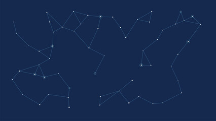 Abstract particle constellation network on dark blue background © LinearAndLoom