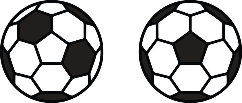 Line art soccer ball illustration with pentagonal and hexagonal panels on transparent background football sphere pentagon hexagon geometry graphic outline
