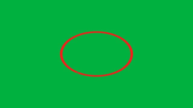 Red Oval Highlight Marker Animation Draw On Over Green Screen Chroma Key