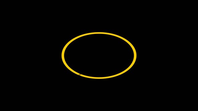 Golden Yellow Marker Oval Highlight Animation Draw On Transparent Loop 4K