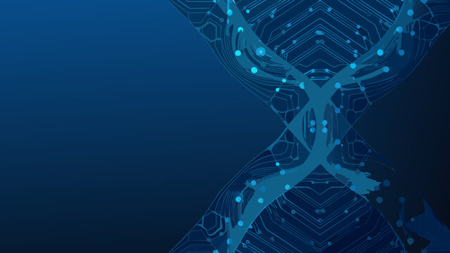 Abstract Dna Circuit Pattern With Hexagonal Cells And Interconnecting Nodes Blue Gradient biotechnology