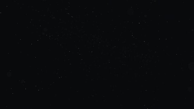 Abstract dark background with floating square pixel particles animation.