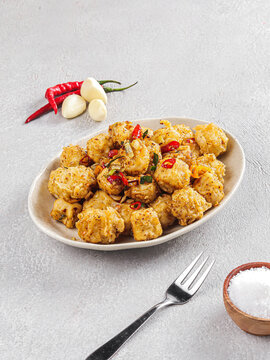Traditional Spicy Tofu Bites with Chili Pepper and Salt
