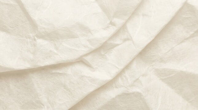 Crinkled beige fabric texture with soft folds