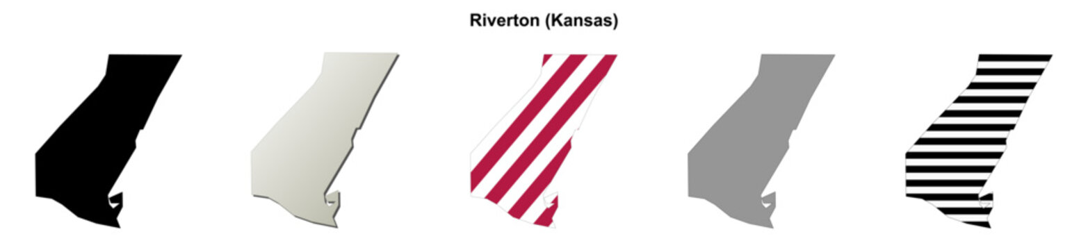 Riverton (Kansas) blank outline map set