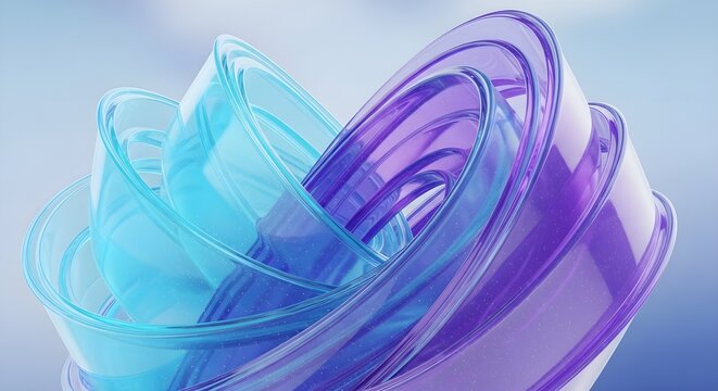 Flowing Abstract Fabric Ribbons in Blue and Purple Gradient Light Background