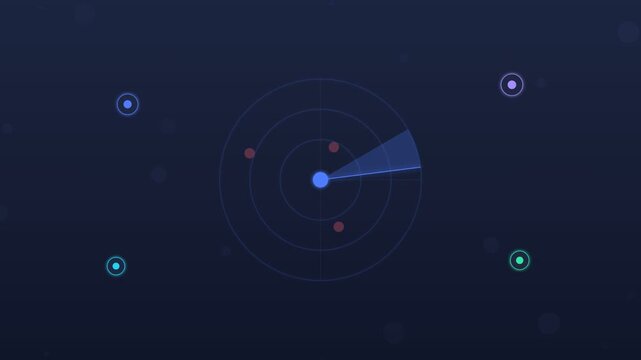Flat design AI threat detection radar scanning circular layers dark