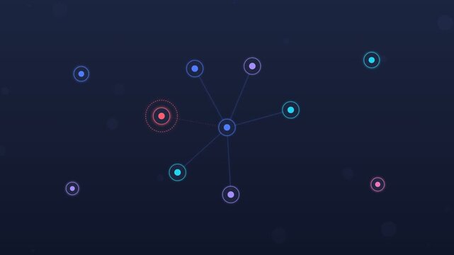 Flat design AI bots repairing broken network connections dark