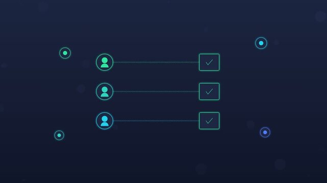 Flat design cybersecurity lock grid closing around database icons dark