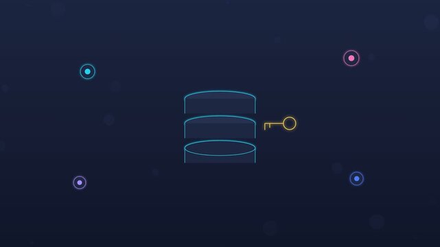 Flat design dark digital authentication flow with device and shield