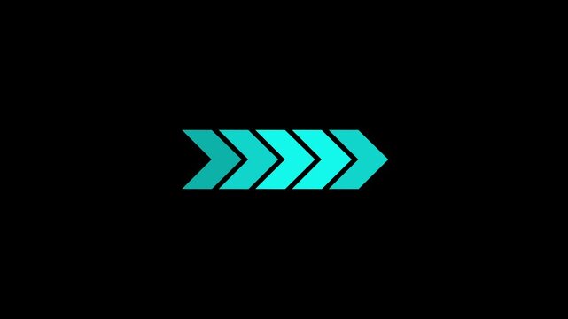 Right-directional arrow loop animation. Animated arrows for the overlay video layer. motion graphic of right arrow concept. 4k motion video
