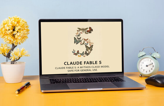 Athropic new launch Cloude FABLE 5 on June 9 2026. shown on computer laptop screen in office
