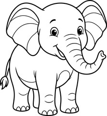 Obraz premium Cute elephant coloring page for kids free printable cartoon elephant