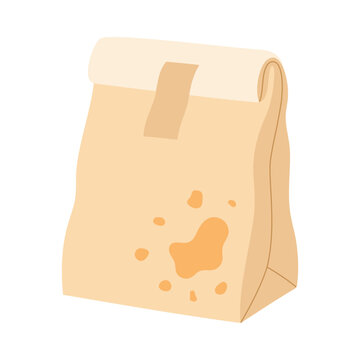 kraft paper bag for takeaway food, flat style