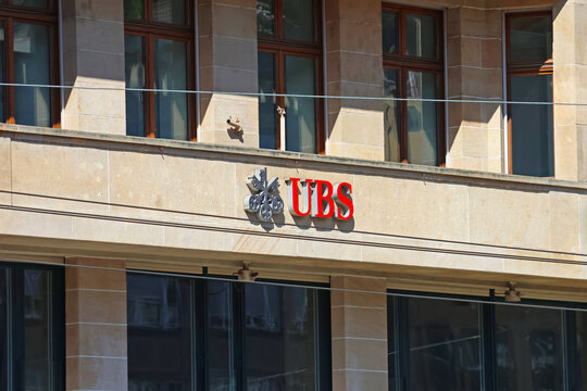 Basel, Switzerland, May 24, 2026: UBS Building Facade with Logo in Urban Setting for Corporate Design and Finance Themes
