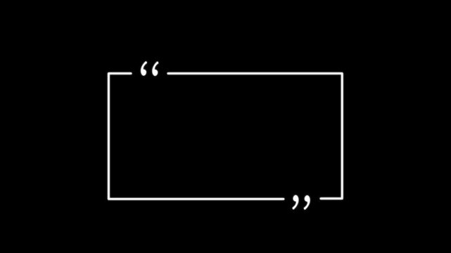 Text quote sign. White Icon with long shadow in black background.Flat Sign & Trendy Symbol. motion graphic of Quotes Box concept.