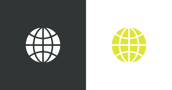 Globe Icon Two tone Illustration Against Contrasting Fields