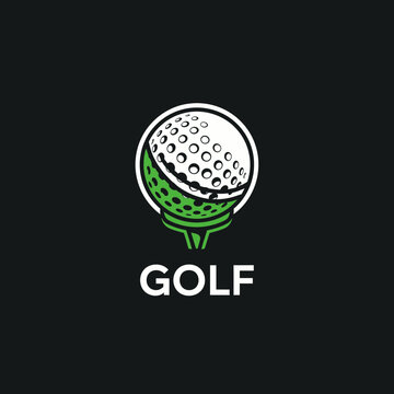 Modern Golf Ball Icon On Tee With Sporty Green Accents