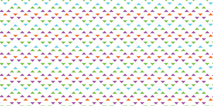 Seamless colorful triangle pattern featuring pastel geometric shapes in neat repeating rows. Clean modern design creates a playful decorative texture. Ideal for backgrounds, textiles, wrapping paper, 