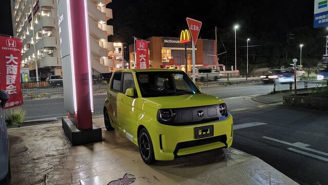 Nago, Japan - May 16, 2026. Green Honda N-One E