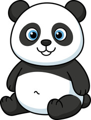 Obraz premium Cute Panda Cartoon Character Sitting with Friendly Expression for Children Education Nursery Decoration and Animal Design Projects