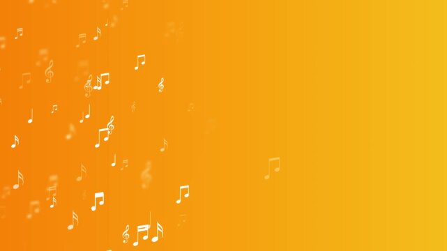 music notes flying on yellow animation, musical streams and retro party musical nightclub party social media motion background