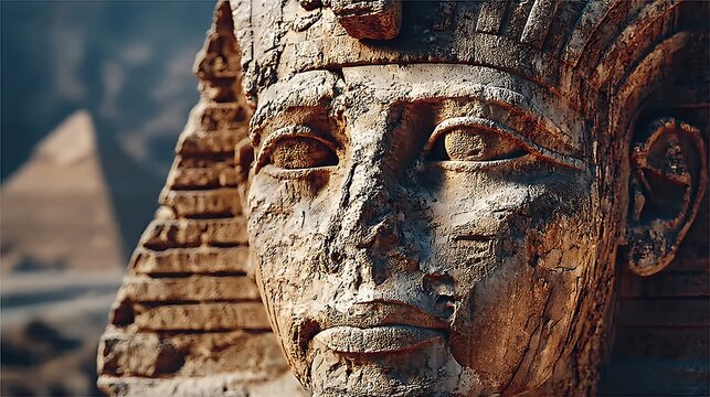 Weathered Sandstone Pharaoh Head In Desert Ruins high resolution picture