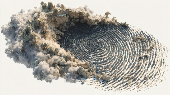 Impact crater with debris field 3d rendered
