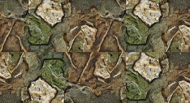 Mossy stone wall texture background.