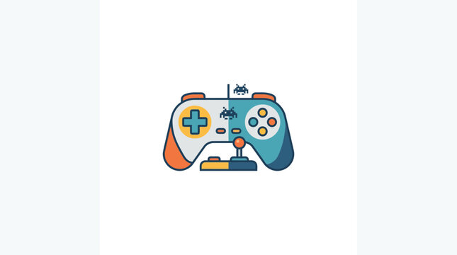 Retro Video Game Controller with Joystick and Alien Invaders
