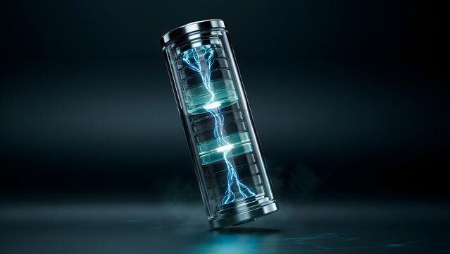 High-Tech Tesla Coil in a Transparent Cylinder with Electric Sparks