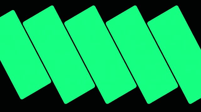Multiple Green Screen Vertical Panels Expanding Animation on Black Background Motion Graphics Mockup