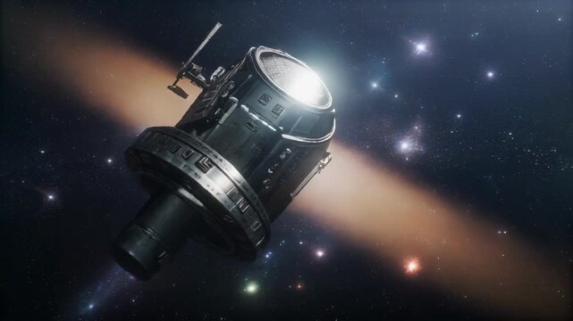spacecraft docking sequence in deep space nebula