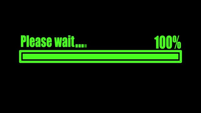 Green please wait status progress bar animation at twenty percent loading