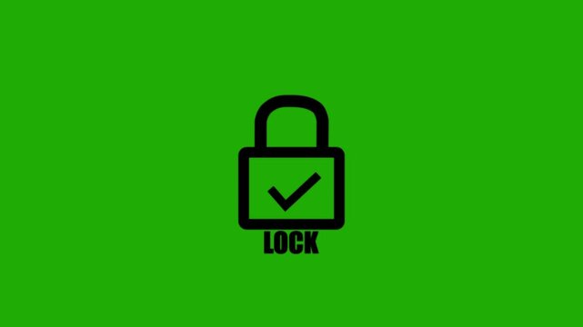 black lock icon on green background
